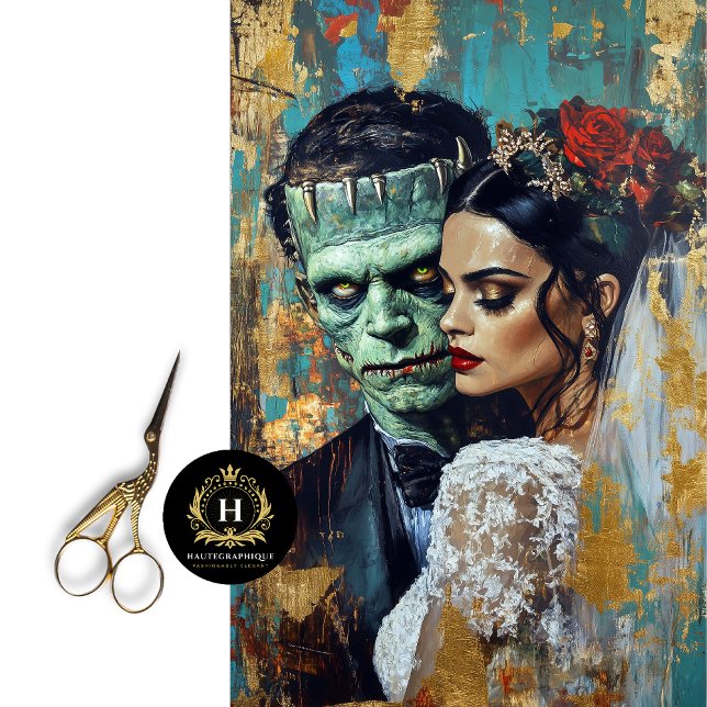 Wedding Couple Bride of Frankenstein Decoupage  Tissue Paper (Creator Uploaded)