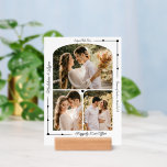 Wedding Couple Custom Photo Collage Modern Hearts Holder<br><div class="desc">Celebrate and memorialize your wedding with this beautiful photo collage picture holder. The pretty layout includes space for one horizontal and two vertical photos, with each photograph having an elegant arched edge. The design also has decorative lines with hearts in the corners and room for your custom text. Add the...</div>