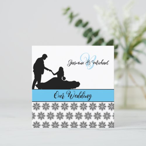 Wedding Couple Damask Wedding Invitation