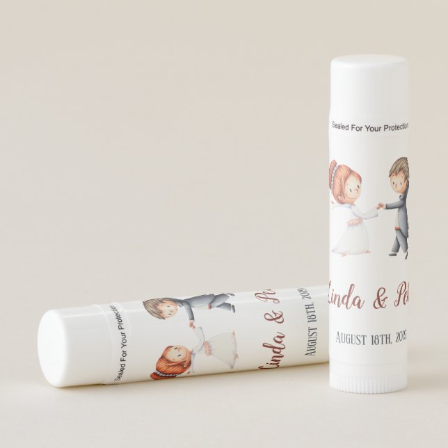 Wedding couple dancing lip balm wedding favor (Front)