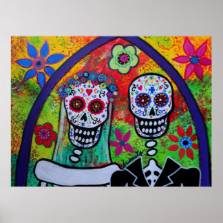 WEDDING COUPLE DAY OF THE DEAD POSTER