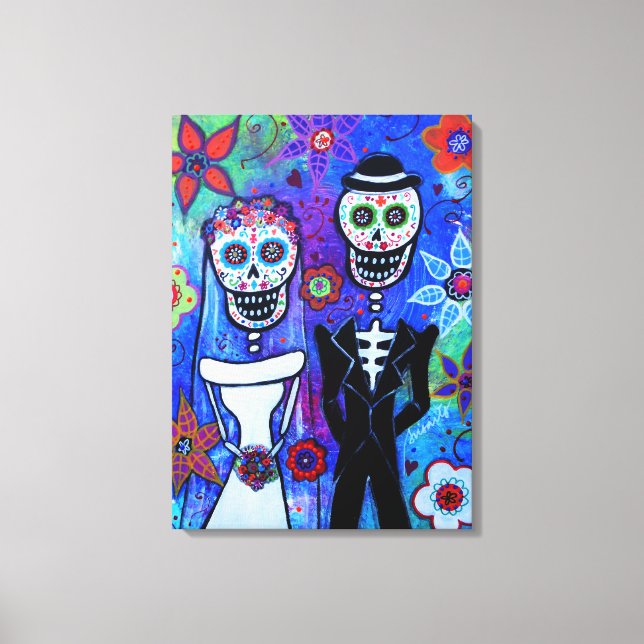 Wedding Couple Dia de los Muertos Canvas Print (Front)