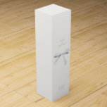 Wedding Couple Dusty White Ribbon Wine Box<br><div class="desc">Chic, elegant and minimal. These wine boxes feature couple names, date and place in a faux gold font, against an off white background with a lovely white watercolor ribbon to tie the knot with.</div>