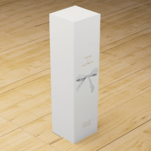 Wedding Couple Dusty White Ribbon Wine Box