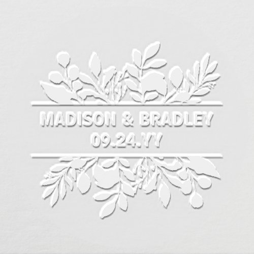 Wedding Couple Elegant Floral Personalized Name Embosser