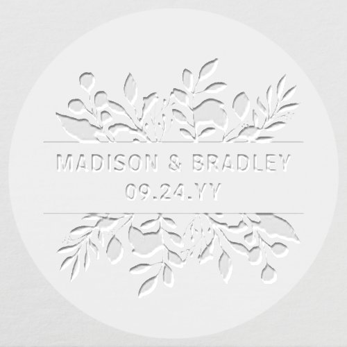 Wedding Couple Elegant Floral Personalized Names Embosser