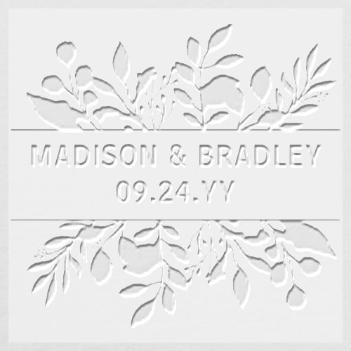 Wedding Couple Elegant Floral Personalized Names Embosser