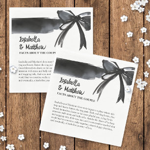 Wedding Couple Facts Trendy Bow Black and White Napkins
