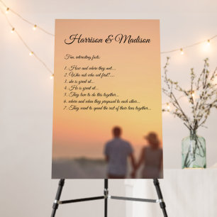 Wedding couple fun facts custom photo elegant foam board