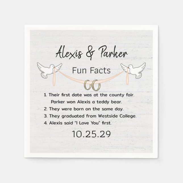 Wedding Couple Fun Facts   Napkins (Front)