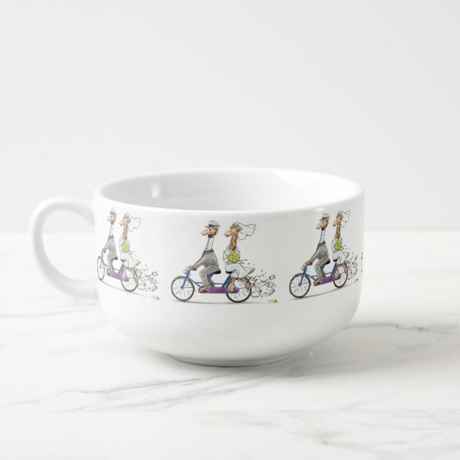 wedding couple giraffes soup mug (Right)