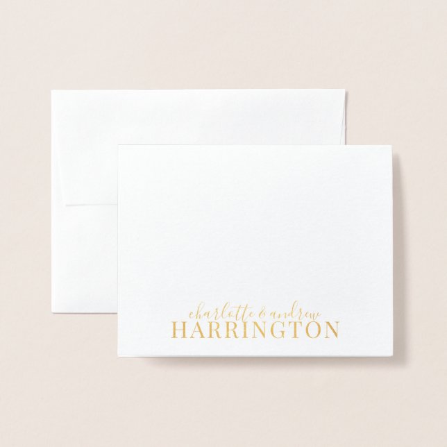 Wedding Couple Gold Foil Name Card (Front With Envelope)