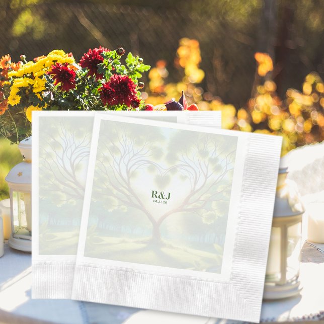 Wedding Couple Green Monogram Napkins (Wedding Couple Green Monogram Napkins)