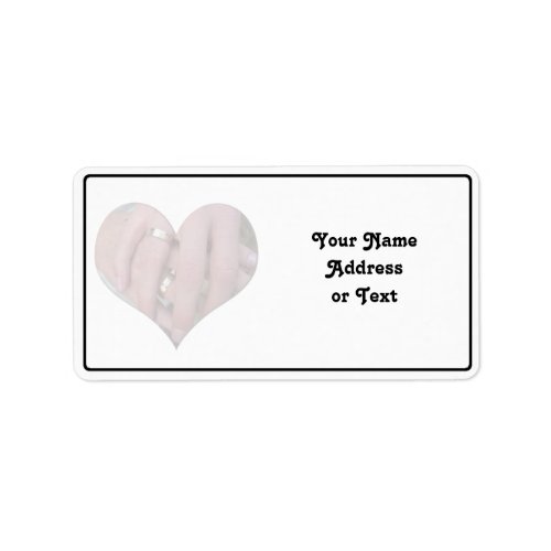 Wedding Couple Hands Together in Heart Label