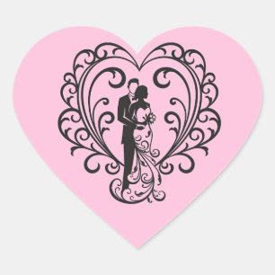 Wedding Couple Heart Sticker