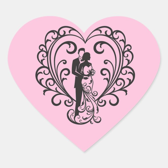 Wedding Couple Heart Sticker (Front)