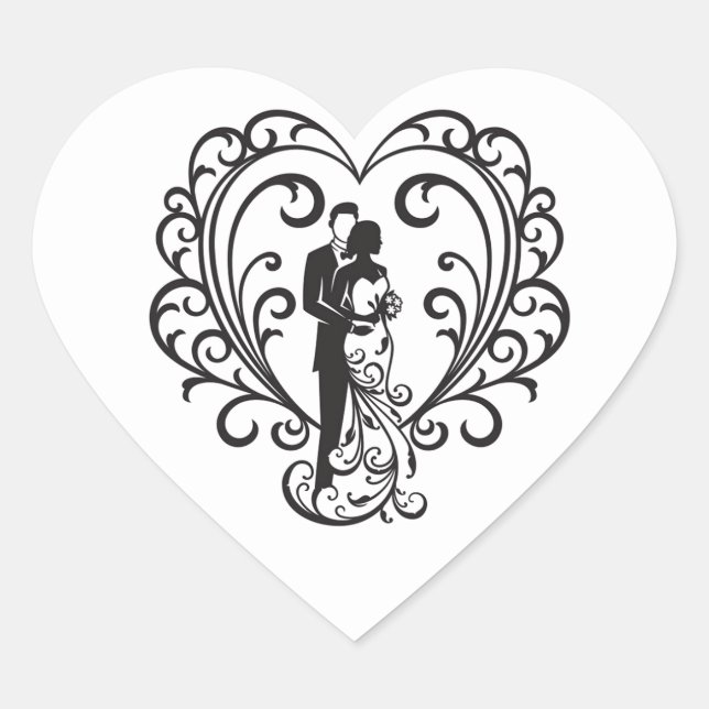 Wedding Couple Heart Sticker (Front)