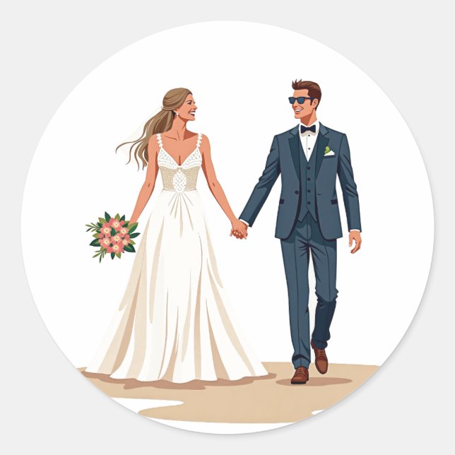 Wedding Couple Holding Hands Sticker (Front)