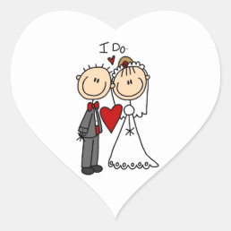 Wedding Couple I Do T-shirts and Gifts Heart Sticker