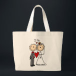 Wedding Couple I Do T-shirts and Gifts Large Tote Bag<br><div class="desc">A stick figure bride and groom in a tuxedo and wedding dress with text that reads "I Do" on stick figure wedding couple T-shirts,  mugs,  cards,  stickers,  keepsakes,  keychains,  mousepads,  placemats,  ornaments,  and other bridal apparel and gift items.</div>