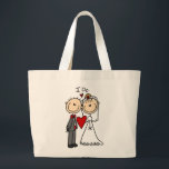 Wedding Couple I Do T-shirts and Gifts Large Tote Bag<br><div class="desc">A stick figure bride and groom in a tuxedo and wedding dress with text that reads "I Do" on stick figure wedding couple T-shirts,  mugs,  cards,  stickers,  keepsakes,  keychains,  mousepads,  placemats,  ornaments,  and other bridal apparel and gift items.</div>