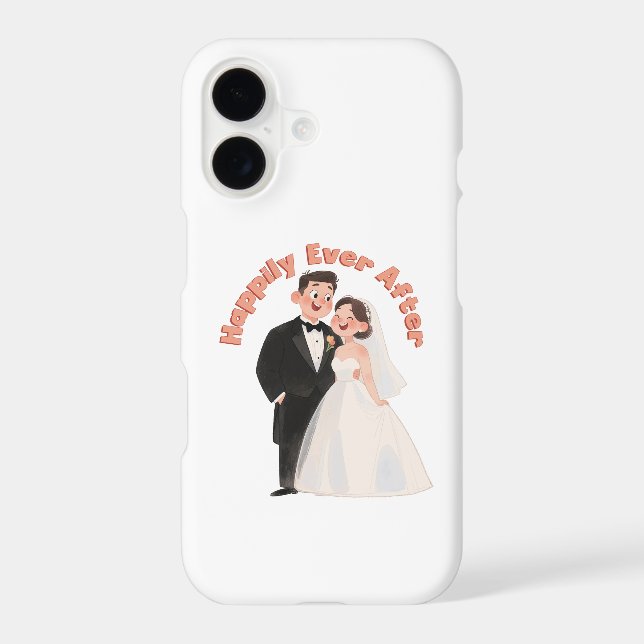 Wedding Couple Illustration Happily Ever After iPhone Case (Back)