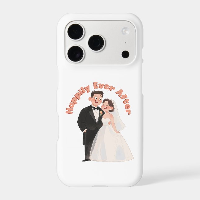 Wedding Couple Illustration Happily Ever After iPhone Case (Back)