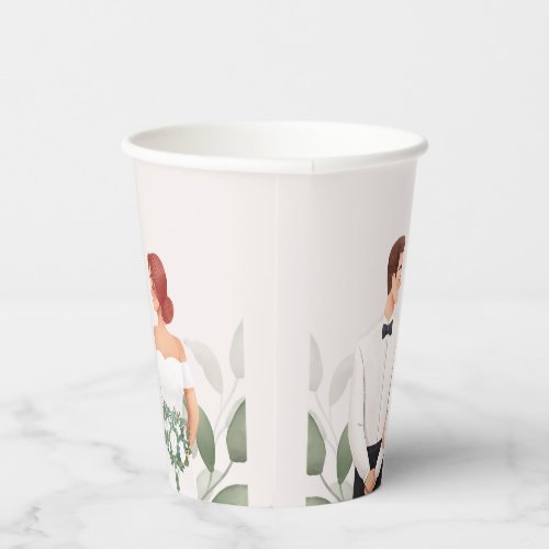 Wedding Couple Illustration Paper Cup