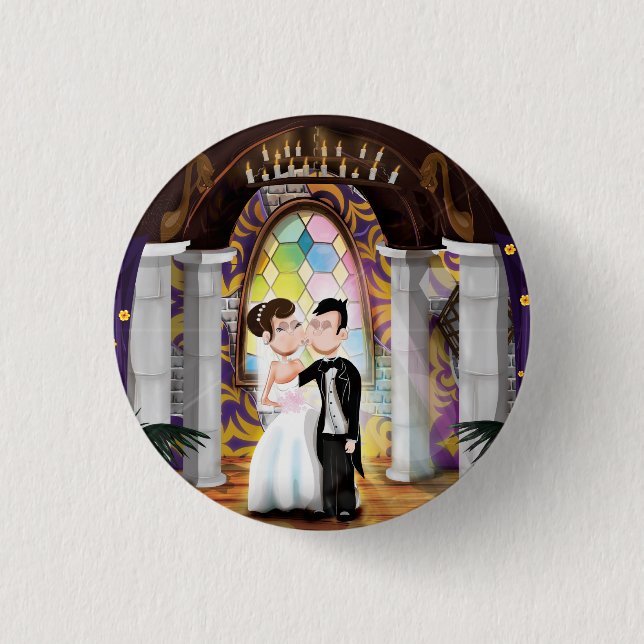 Wedding Couple in Church Button (Front)