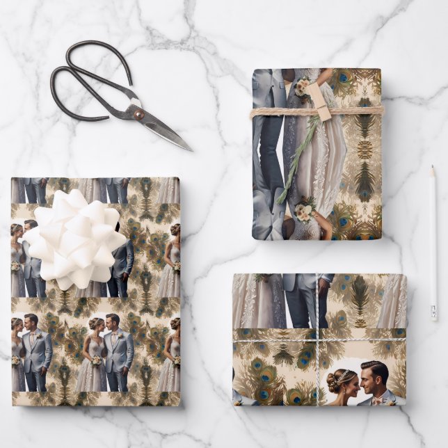 Wedding couple in love wrapping paper sheets (Front)