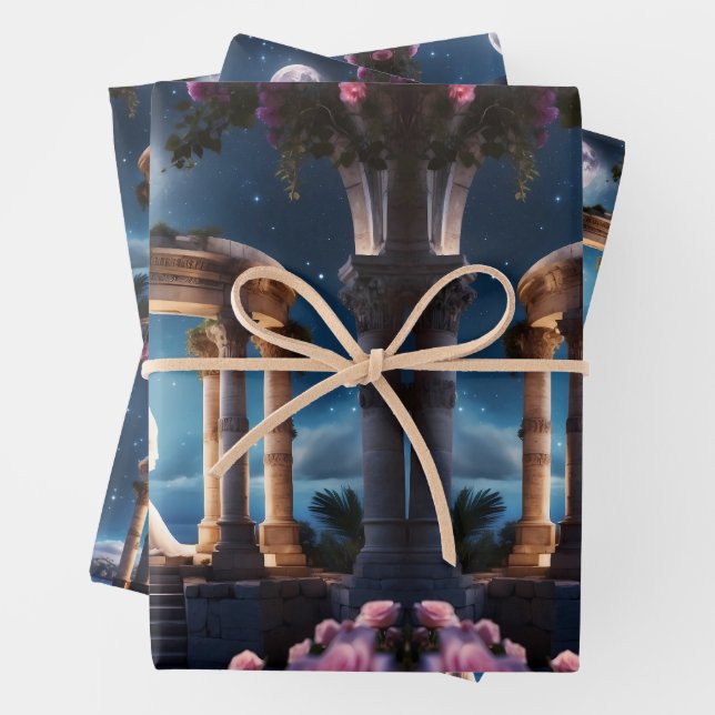 Wedding Couple Kissing in a Roman Ruin Wrapping Paper Sheets (In situ)