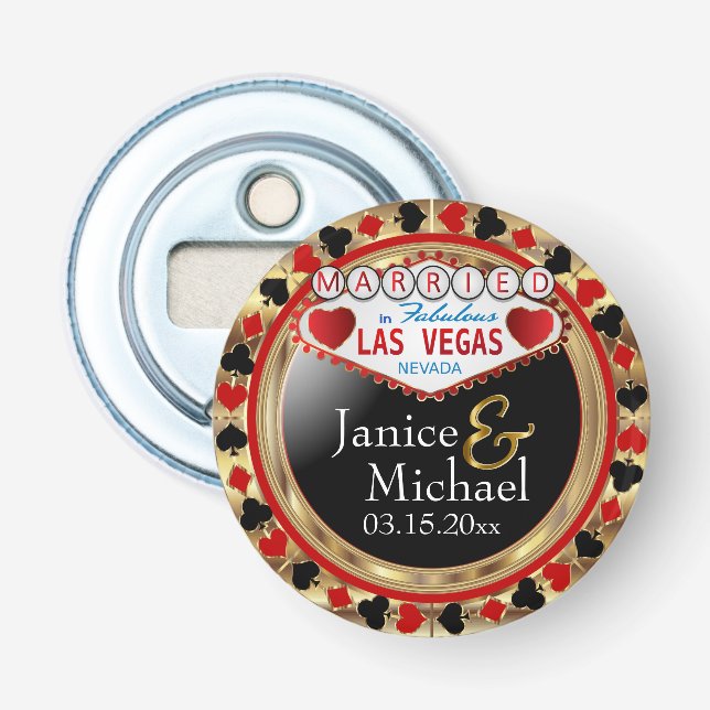 Wedding Couple Las Vegas - Red  Bottle Opener (Front)