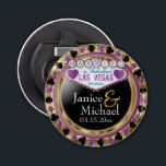 Wedding Couple Las Vegas Style - Purple Bottle Opener<br><div class="desc">Bottle Opener. Wedding Couple Las Vegas Style in purple and gold with DIY text. 📌If you need further customization, please click the "Click to Customize further" or "Customize or Edit Design"button and use our design tool to resize, rotate, change text color, add text and so much more.⭐This Product is 100%...</div>