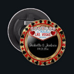 Wedding Couple Las Vegas Style - Red Bottle Opener<br><div class="desc">Bottle Opener. Wedding Couple Las Vegas Style in red and gold. 📌If you need further customization, please click the "Click to Customize further" or "Customize or Edit Design"button and use our design tool to resize, rotate, change text color, add text and so much more.⭐This Product is 100% Customizable. Graphics and...</div>