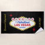 Wedding Couple Married in Las Vegas Pool Party Beach Towel<br><div class="desc">The perfect wedding gift for Las Vegas wedding newly married couples. The beach towel features the landmark Vegas sign with the wording MARRIED IN FABULOUS LAS VEGAS NEVADA. There's customisable text above and below,  where you can add the Bride and Groom names and wedding date</div>