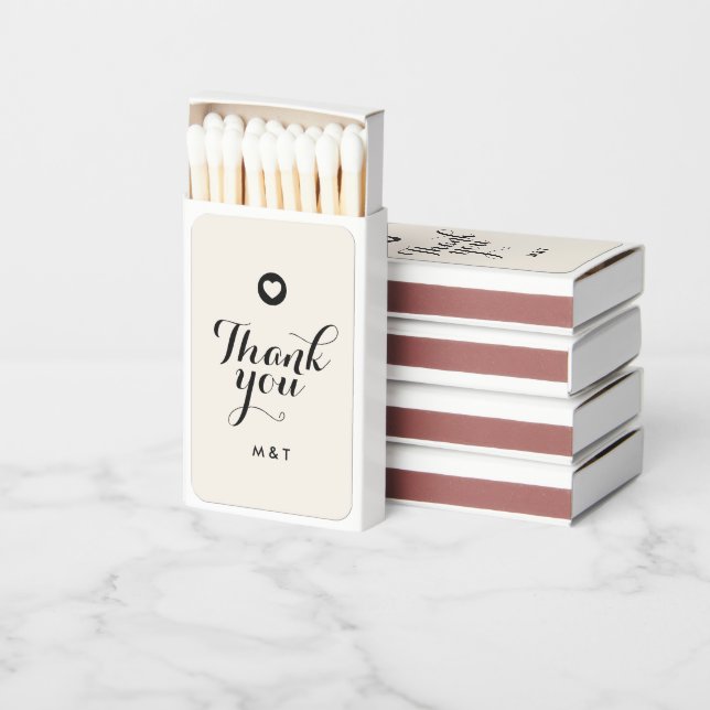 Wedding Couple Modern Elegant Monogram Calligraphy Matchboxes (Stacked)