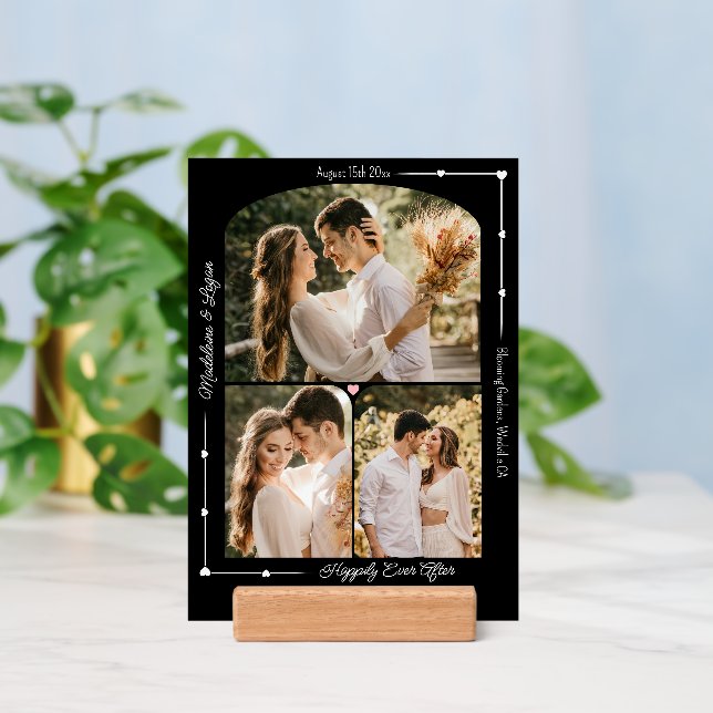 Wedding Couple Modern Hearts Custom Photo Collage Holder (Insitu 3)