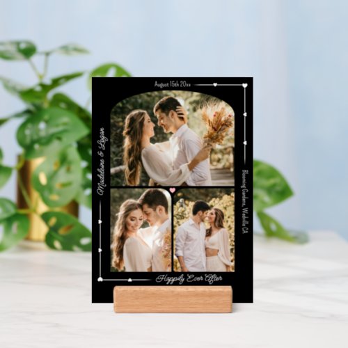 Wedding Couple Modern Hearts Custom Photo Collage Holder