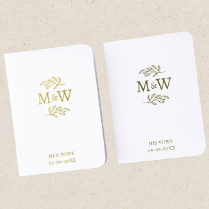 Wedding Couple Monogram Botanical Vow Books