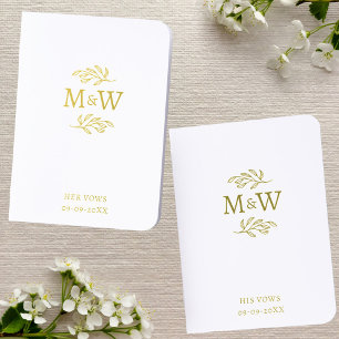 Wedding Couple Monogram Botanical Vow Books