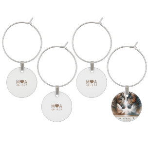 Wedding Couple Monogram Brown Horses Wine Charm