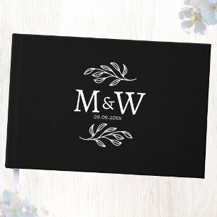 Wedding Couple Monogram Date Botanical Guest Book