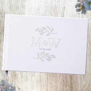 Wedding Couple Monogram Date Botanical Leaves Foil Guest Book