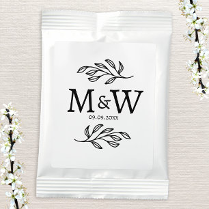 Wedding Couple Monogram Date Elegant Botanical Margarita Drink Mix