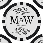 Wedding Couple Monogram Date Elegant Botanical Poker Chips<br><div class="desc">Add a touch of class to your wedding with this unique personalized couple monogram initial and wedding date botanical leaves design. Modern, minimalist and simple serif font for a sophisticated look. Ideal for your bridal shower, bachelor or bachelorette party, wedding reception, and as a keepsake for your bridesmaids, groomsmen, wedding...</div>