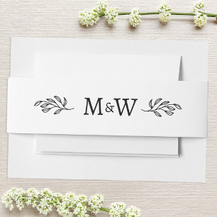 Wedding Couple Monogram Elegant Botanical Invitation Belly Band