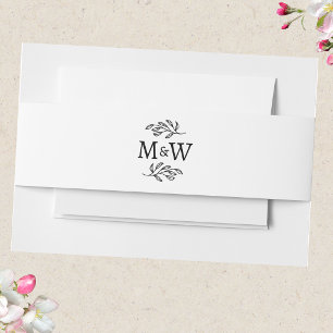 Wedding Couple Monogram Elegant Botanical Leaf Invitation Belly Band