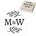 Wedding Couple Monogram Elegant Botanical Rubber Stamp<br><div class="desc">Add a touch of class to your wedding with this unique personalized couple monogram initial botanical leaves design.  Modern,  minimalist and simple serif font for a sophisticated look. Ideal for adding a unique touch to your wedding stationery and invitations.  Original art by Nic Squirrell.</div>