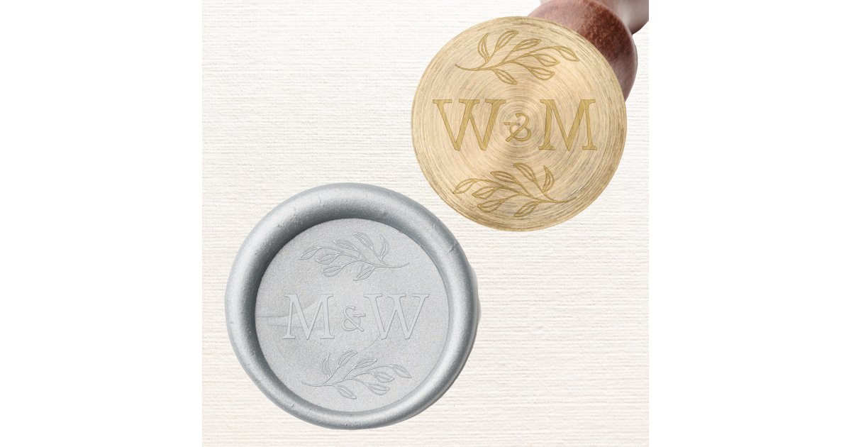 Wedding Couple Monogram Elegant Botanical Wax Seal Stamp | Zazzle