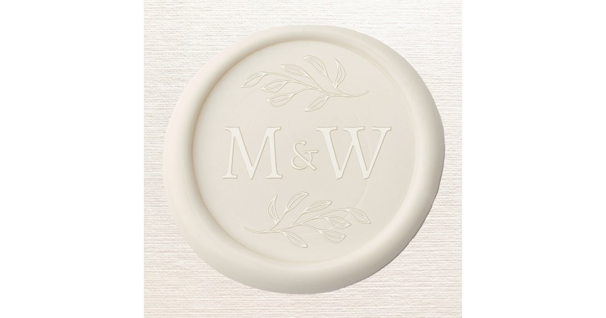 Wedding Couple Monogram Elegant Botanical Wax Seal Sticker | Zazzle